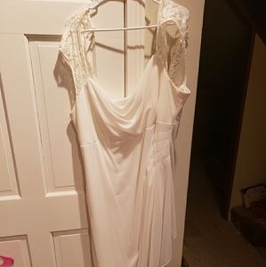 White floral simple wedding dress